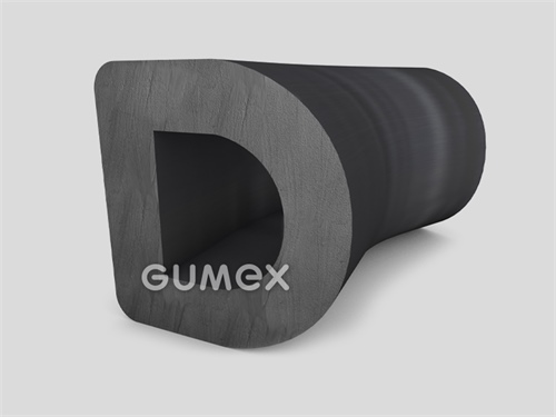 Gumový profil tvaru "D" s dutinkou, 84x80/R42mm, 70°ShA, EPDM, -40°C/+100°C, čierny